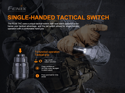 Фонарь Fenix PD36 TAC (SST70, ANSI 3000 lm, 21700)