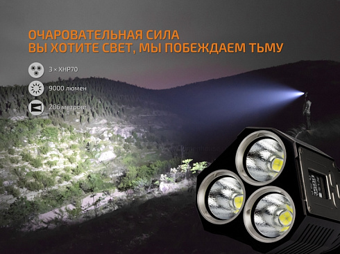 Фонарь Fenix TK72R (3 x XHP70, 9000 лм, свой АКБ)