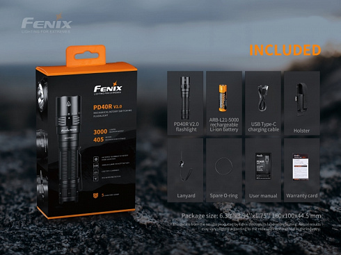 Фонарь Fenix PD40R V2.0 + подарок Fenix AOT-M (LUMINUS SST 70, ANSI 3000 лм, 21700)
