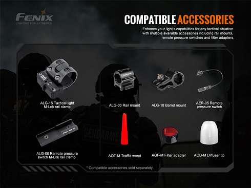 Фонарь Fenix TK20R V2.0 + сигнальный жезл AOT-M (SFT70, ANSI 3000 лм, 21700)