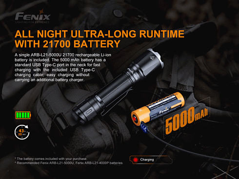 Фонарь Fenix TK16 V2.0 + подарок Fenix AOT-M (LUMINUS SST70, ANSI 3100 лм, 21700)