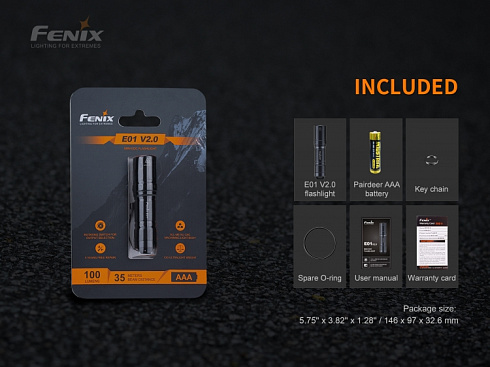 Фонарь Fenix E01 V2.0 Черный (XP-G2 S3, 100 лм, AAA)