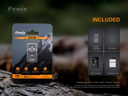 Фонарь Fenix E03R (MATCH CA18 + EVERLIGHT 2835, ANSI 260 лм, Li-Po)