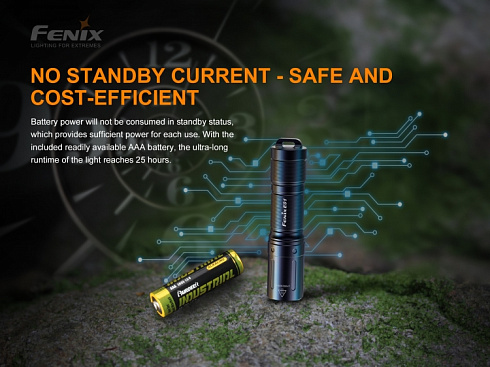 Фонарь Fenix E01 V2.0 Черный (XP-G2 S3, 100 лм, AAA)