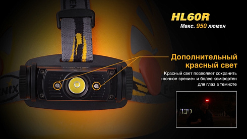 Фонарь Fenix HL60R (XM-L2 U2, ANSI 950 лм, 18650)