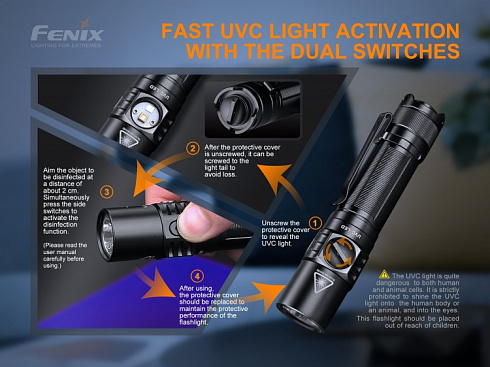 Фонарь Fenix LD32 UVC (XPH35, 1200 лм, 18650/CR123A)