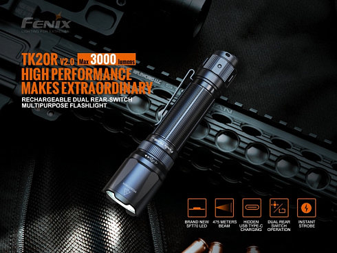 Фонарь Fenix TK20R V2.0 + сигнальный жезл AOT-M (SFT70, ANSI 3000 лм, 21700)