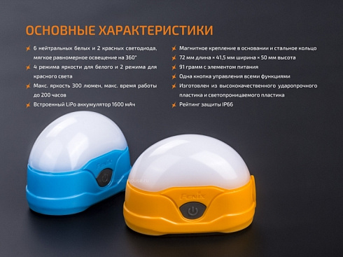 Фонарь Fenix CL20R Синий (16NWxLED, 300 лм, Li-Po)