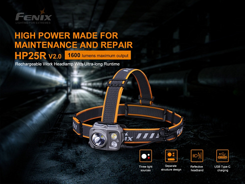 Фонарь Fenix HP25R V2.0 (SST40, ANSI 2000 лм, 21700)