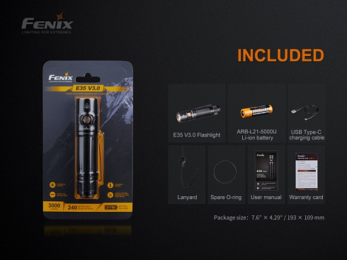 Фонарь Fenix E35 V3.0 (LUMINUS SST70, 3000 лм, 21700)