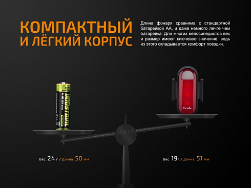 Велофонарь задний Fenix BC05R (10 лм, встроенный Li-Po 240 мАч)