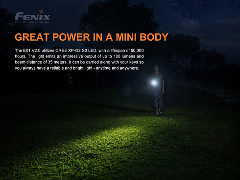 Фонарь Fenix E01 V2.0 Черный (XP-G2 S3, 100 лм, AAA)