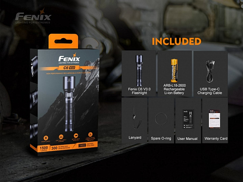 Фонарь Fenix C6 V3.0 (SST40, ANSI 1500 lm, 18650/CR123A)