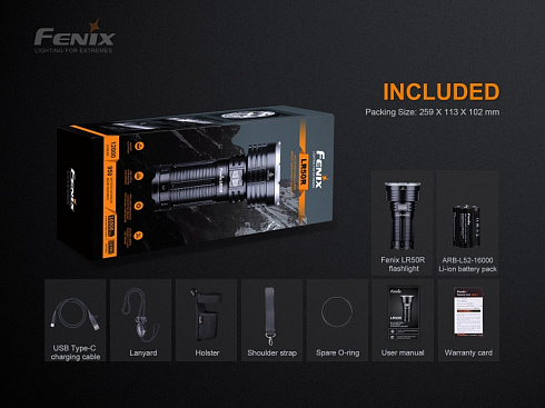 Фонарь Fenix LR50R (4xSST70, 12000 лм, Li-ion/21700)