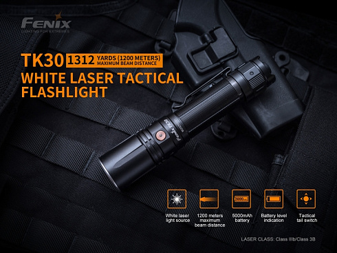 Фонарь Fenix TK30 (Белый лазер, 500 lm, 21700)