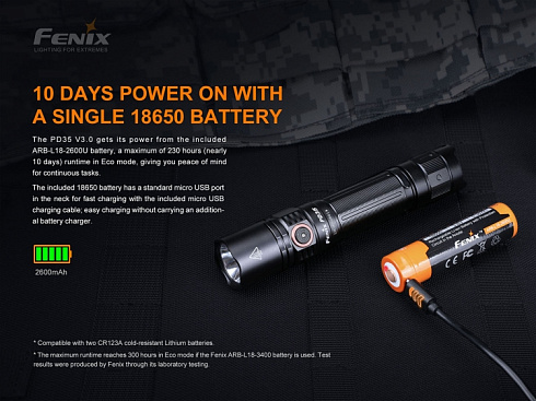 Фонарь Fenix PD35 V3.0 (SFT40, 1700 lm, 18650,CR123A)
