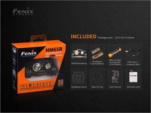 Фонарь Fenix HM65R (ANSI 1400 лм, 18650/CR123A)
