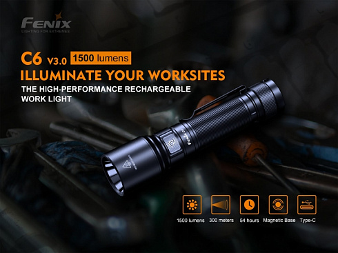 Фонарь Fenix C6 V3.0 (SST40, ANSI 1500 lm, 18650/CR123A)