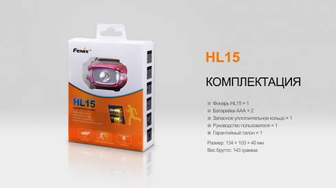 Фонарь Fenix HL15 Черный (XP-G R5, 200 лм, AAA)
