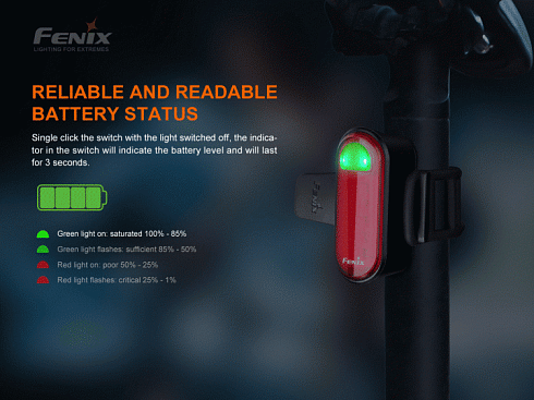Велофонарь задний Fenix BC05R V2.0 (5 Red LEDs, 15 лм, Li-Po 400 мАч)