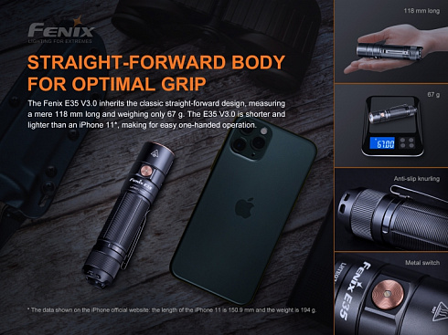 Фонарь Fenix E35 V3.0 (LUMINUS SST70, 3000 лм, 21700)