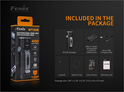 Фонарь Fenix WT20R (XD16 S3 + XP-G3 S4, ANSI 400 lm, Li-Po АКБ)