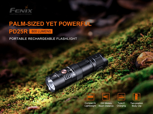 Фонарь Fenix PD25R (SST20, ANSI 800 лм, 16340/CR123A)