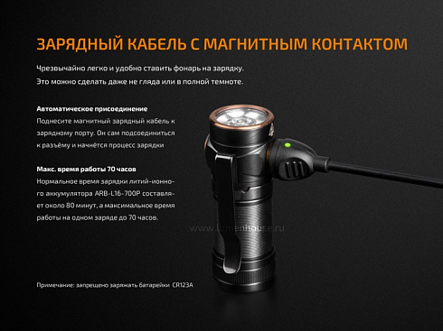 Фонарь Fenix E18R (XP-L HI, ANSI 750 лм, 16340/CR123A)