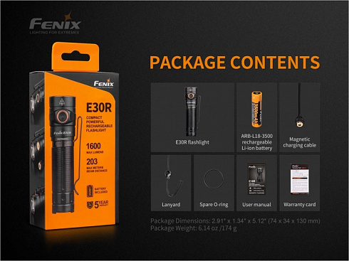Фонарь Fenix E30R (LUMINUS SST40, ANSI 1600 лм, 18650/CR123A)