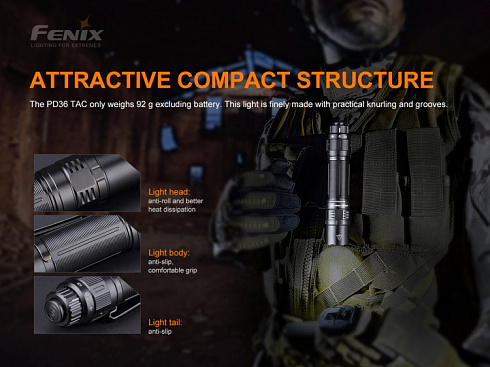 Фонарь Fenix PD36 TAC (SST70, ANSI 3000 lm, 21700)