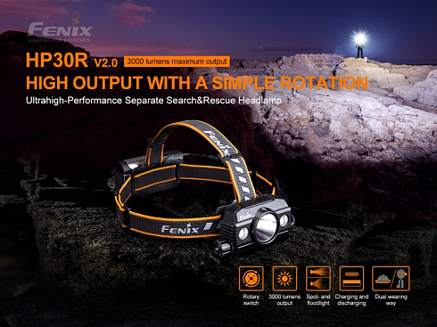 Фонарь Fenix HP30R V2.0 (XHP50+XP-G3 S4, ANSI 3000 лм, 21700)
