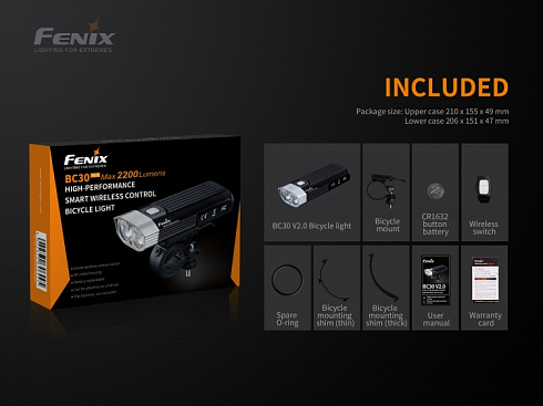 Велофара Fenix BC30 V2.0 (2xSST-40-N5, 2200 лм, 18650)