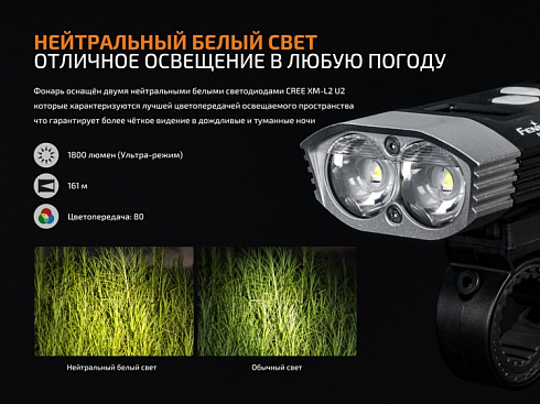 Велофара Fenix BC30R 2017 (2 х XM-L2 U2, 1800 лм, свой АКБ)