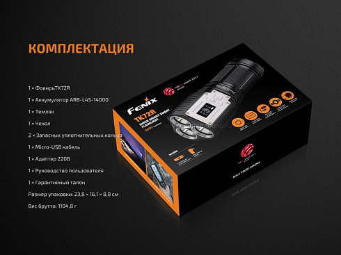 Фонарь Fenix TK72R (3 x XHP70, 9000 лм, свой АКБ)