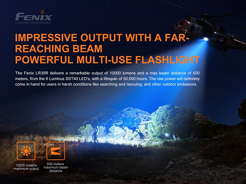 Фонарь Fenix LR35R (6 x LUMINUS SST40, 10000 лм, 21700)