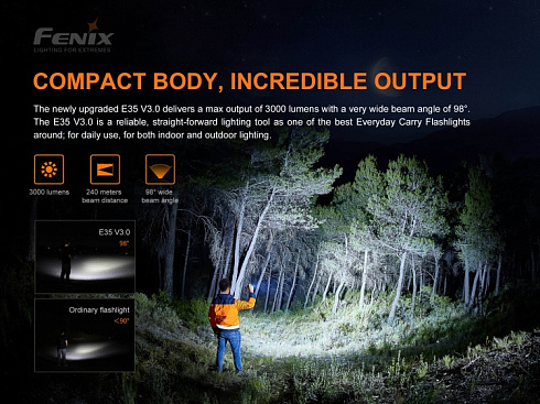 Фонарь Fenix E35 V3.0 (LUMINUS SST70, 3000 лм, 21700)