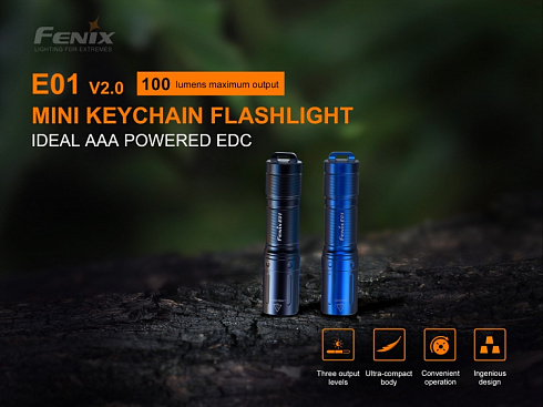 Фонарь Fenix E01 V2.0 Черный (XP-G2 S3, 100 лм, AAA)