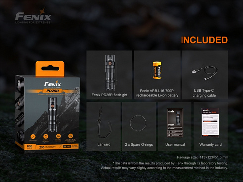 Фонарь Fenix PD25R (SST20, ANSI 800 лм, 16340/CR123A)
