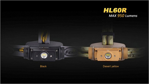 Фонарь Fenix HL60R Desert Yellow (XM-L2 U2 NW, ANSI 950 лм, 18650)
