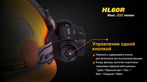 Фонарь Fenix HL60R SE - без АКБ в комплекте (XM-L2 U2, ANSI 950 лм, 18650/CR123A)